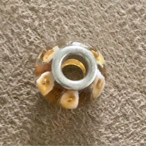 Glass Bead Charm with Floral Design